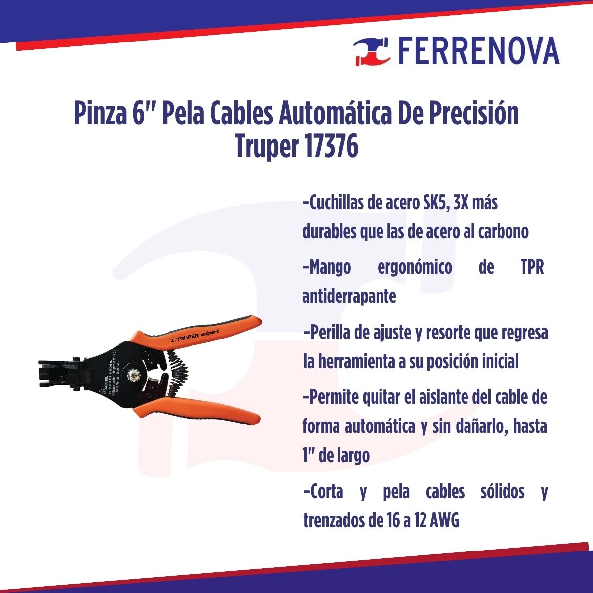 Pinza 6" Pela Cables Automática De Precisión Truper 17376