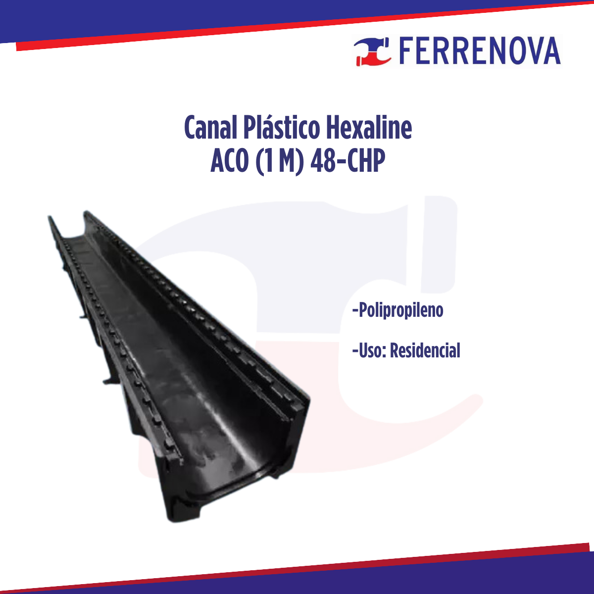 Canal Plástico Hexaline Aco 1 M