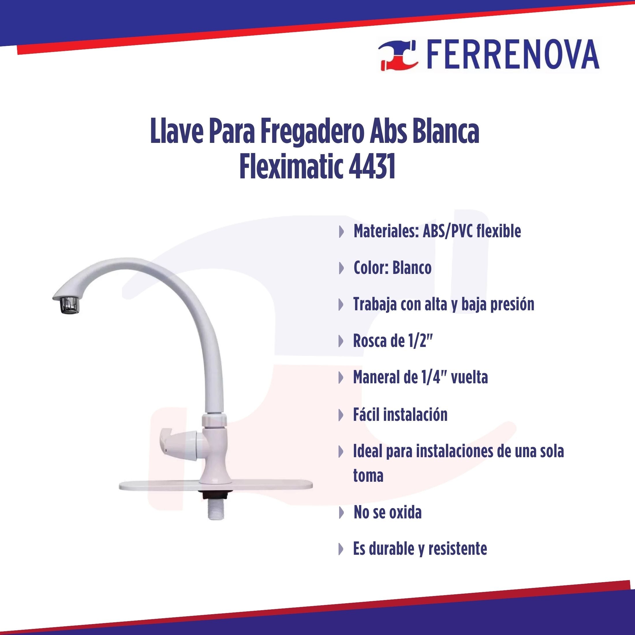 Llave Para Fregadero ABS Blanca Fleximatic 4431