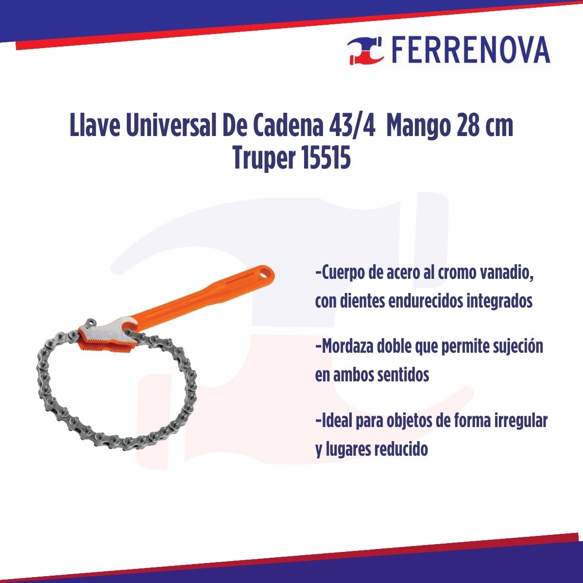 Llave Universal De Cadena 43/4  Mango 28cm Truper 15515