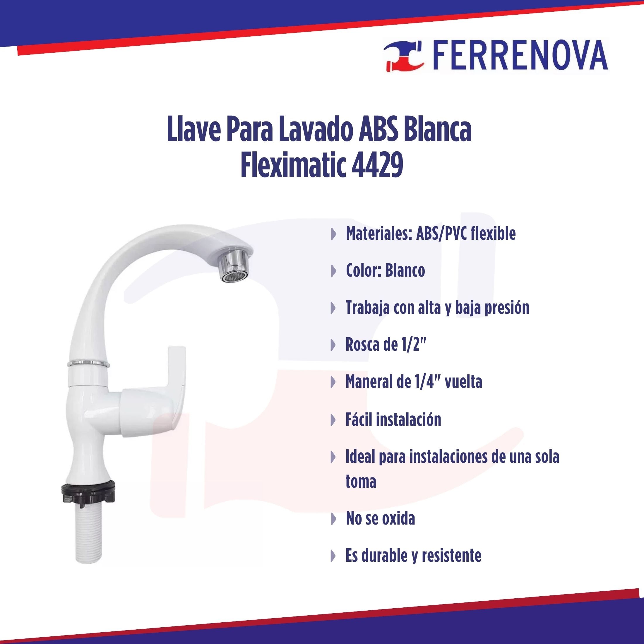 Llave Para Lavado ABS Blanca Fleximatic 4429