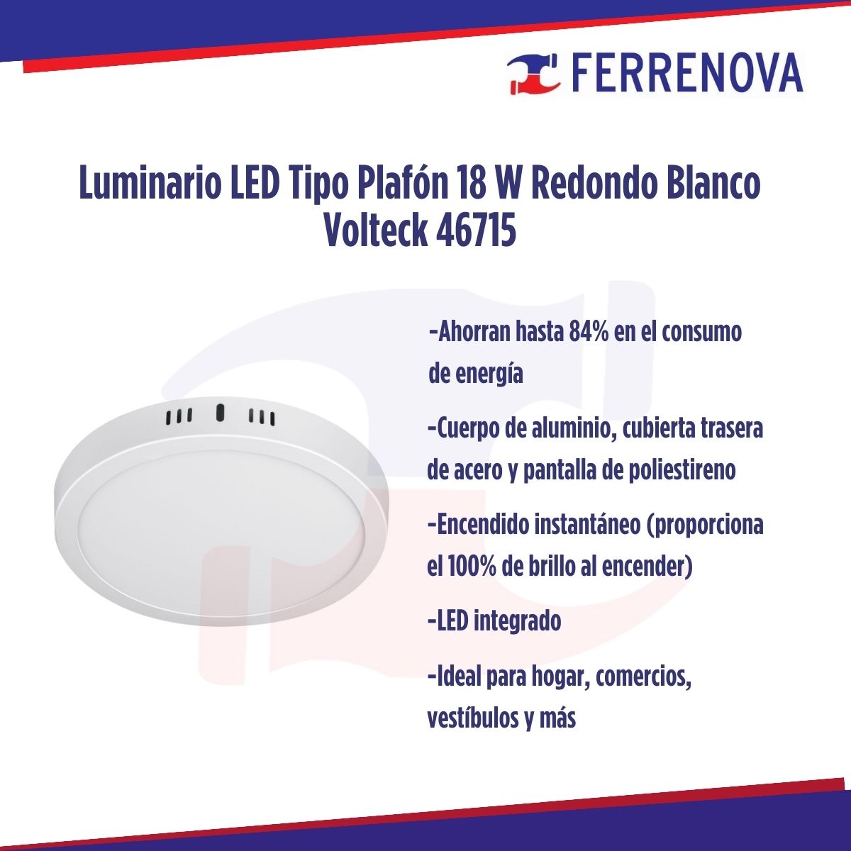 Luminario LED Tipo Plafón 18 W Redondo Blanco Volteck 46715