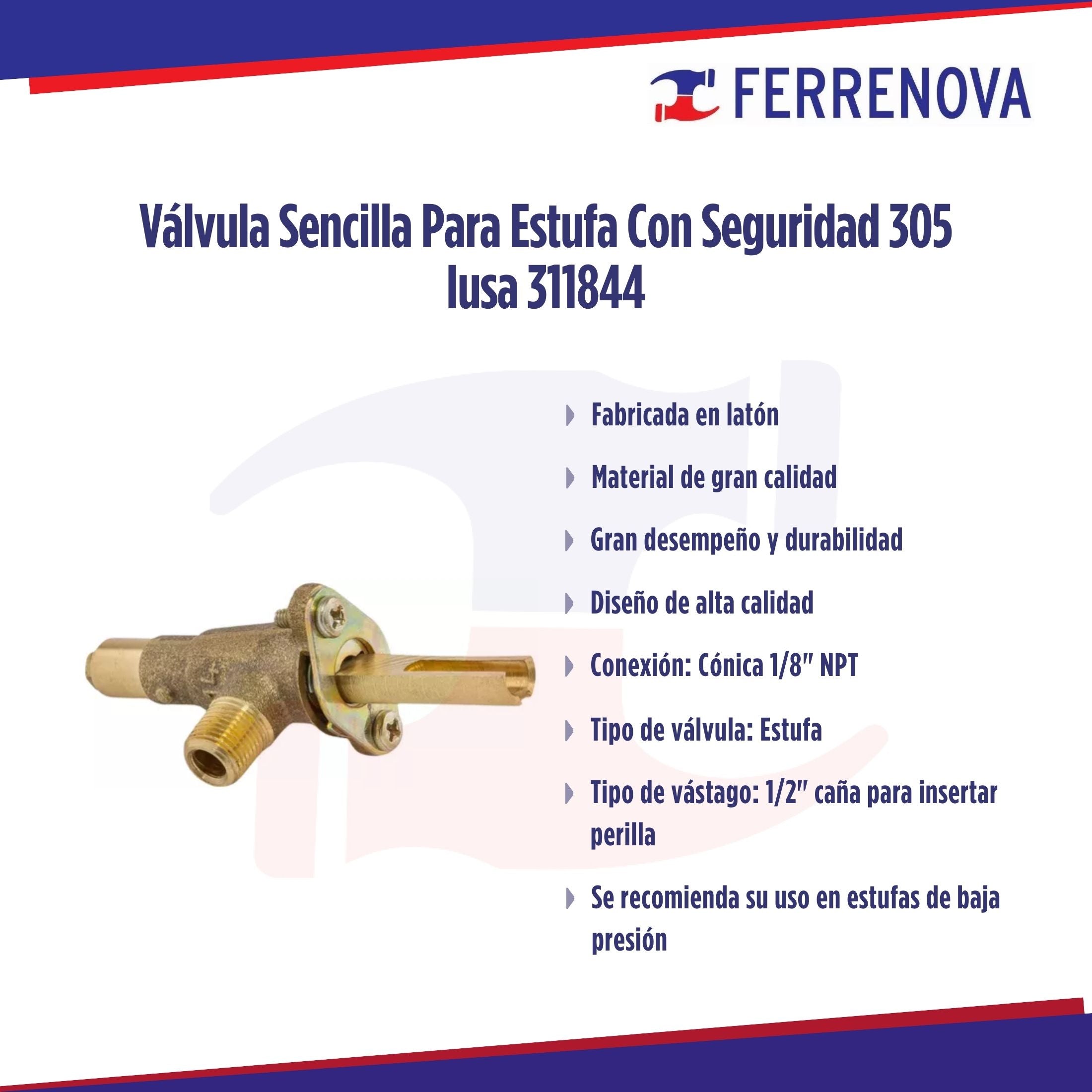 Válvula Sencilla Para Estufa Con Seguridad 305 Iusa 311844