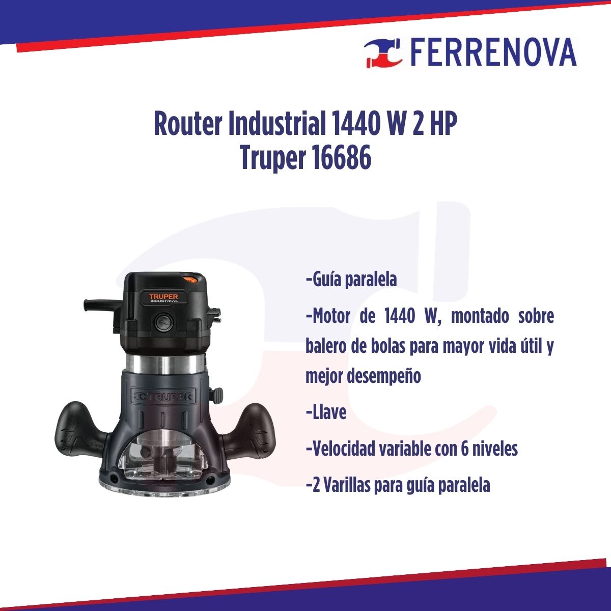 Router Industrial 1440 W 2 HP Truper 16686
