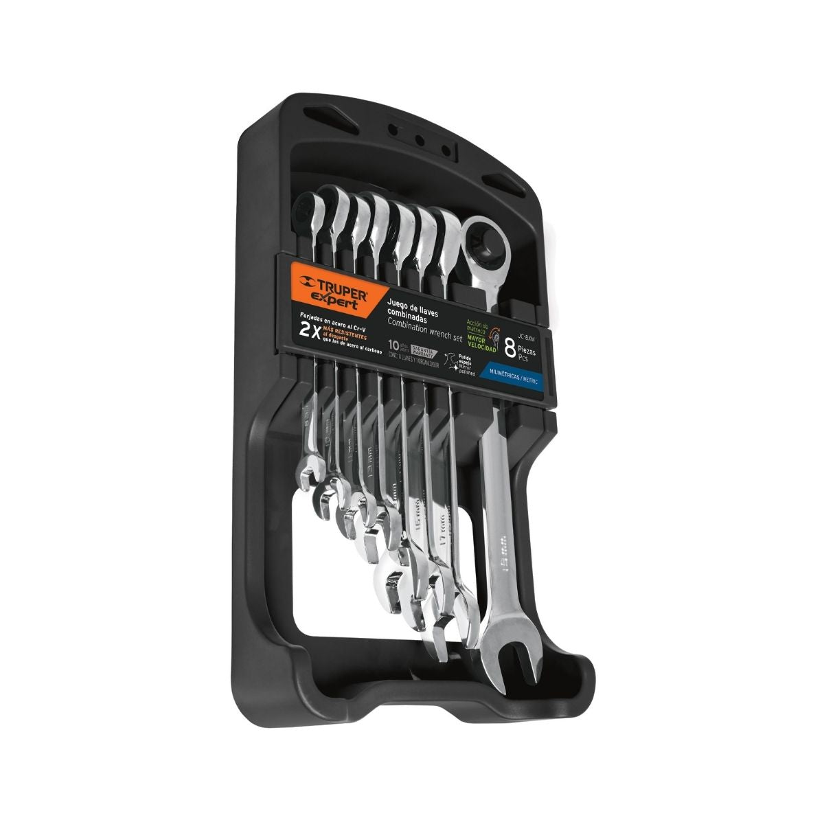 Juego De 8 Llaves Combinadas Pulidas Con Matraca Truper 15816