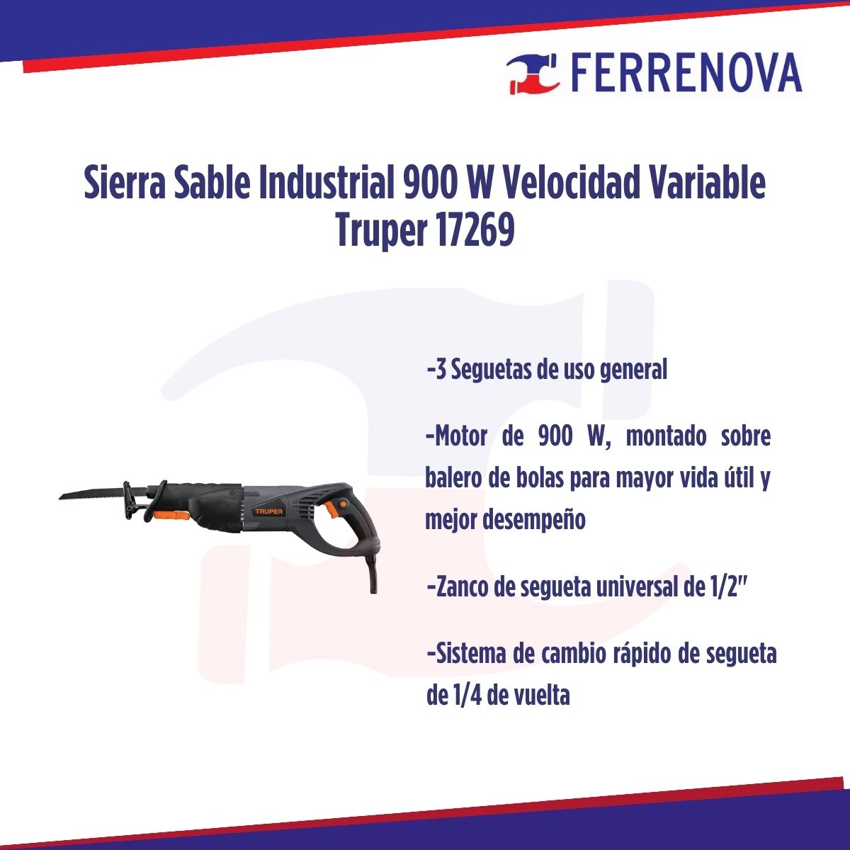 Sierra Sable Industrial 900 W Velocidad Variable Truper 17269