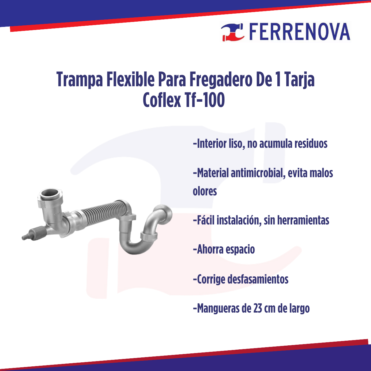 Trampa Flexible Para Fregadero De 1 Tarja Coflex Tf-100