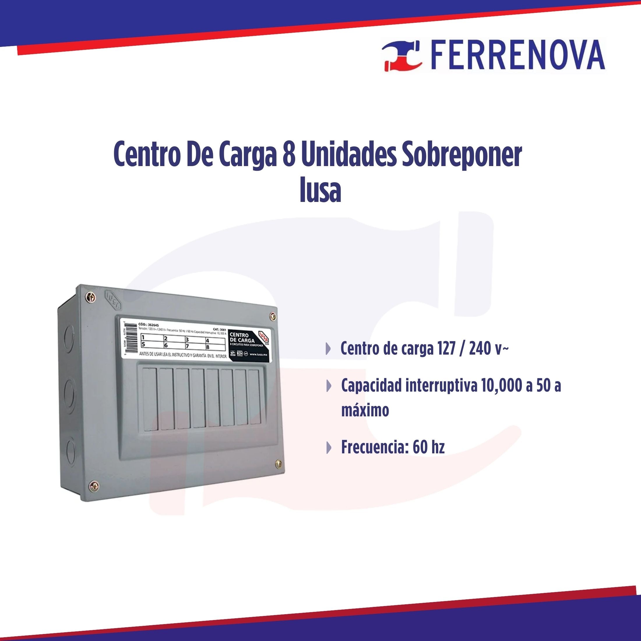 Centro De Carga 8 Unidades Sobreponer  Iusa