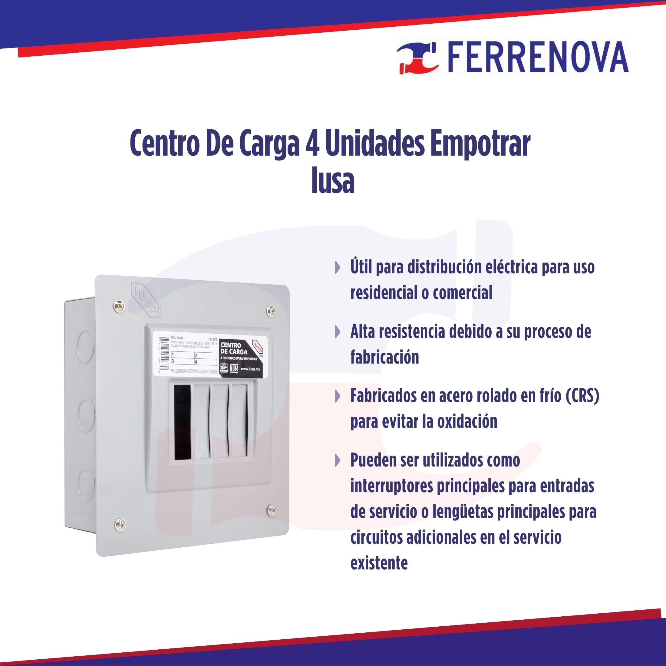 Centro De Carga 4 Unidades Empotrar  Iusa
