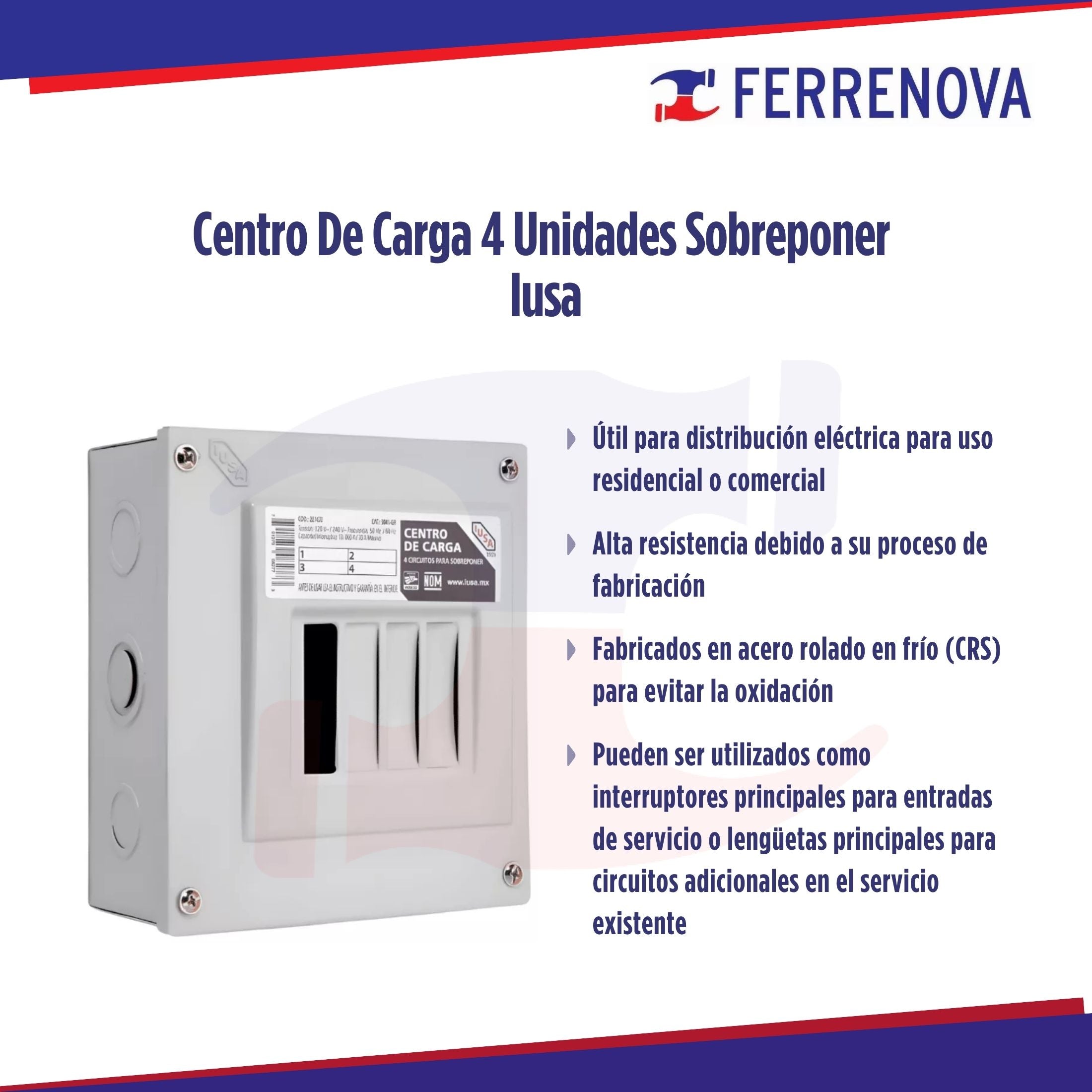 Centro De Carga 4 Unidades Sobreponer  Iusa