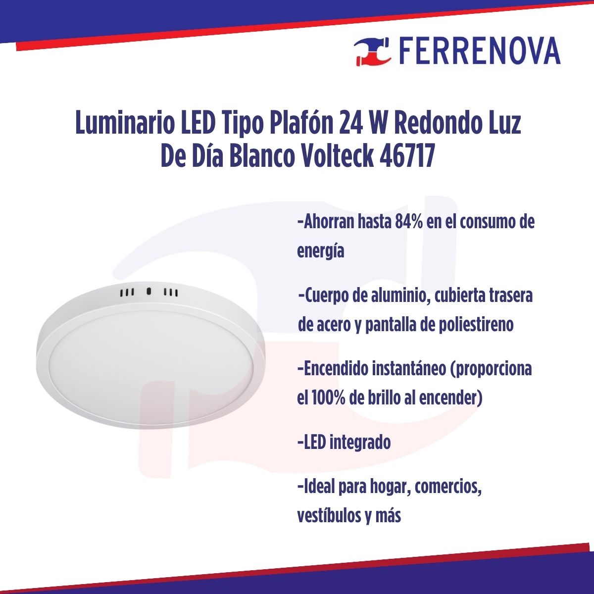 Luminario LED Tipo Plafón 24 W Redondo Luz De Día Blanco Volteck 46717
