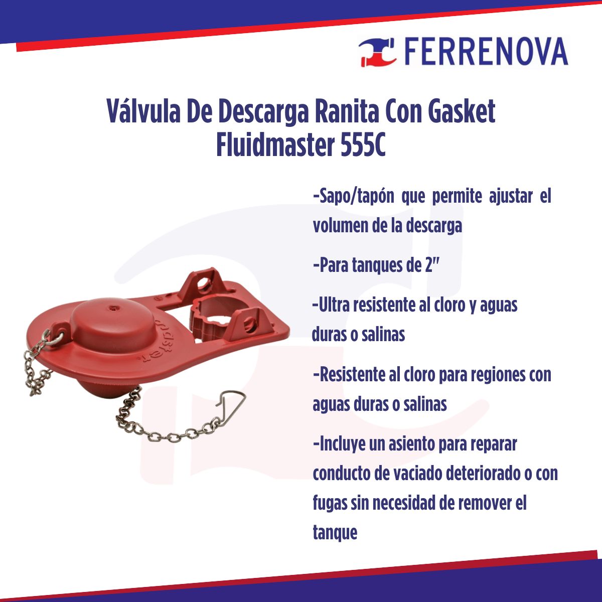 Válvula De Descarga Ranita Con Gasket Fluidmaster 555C