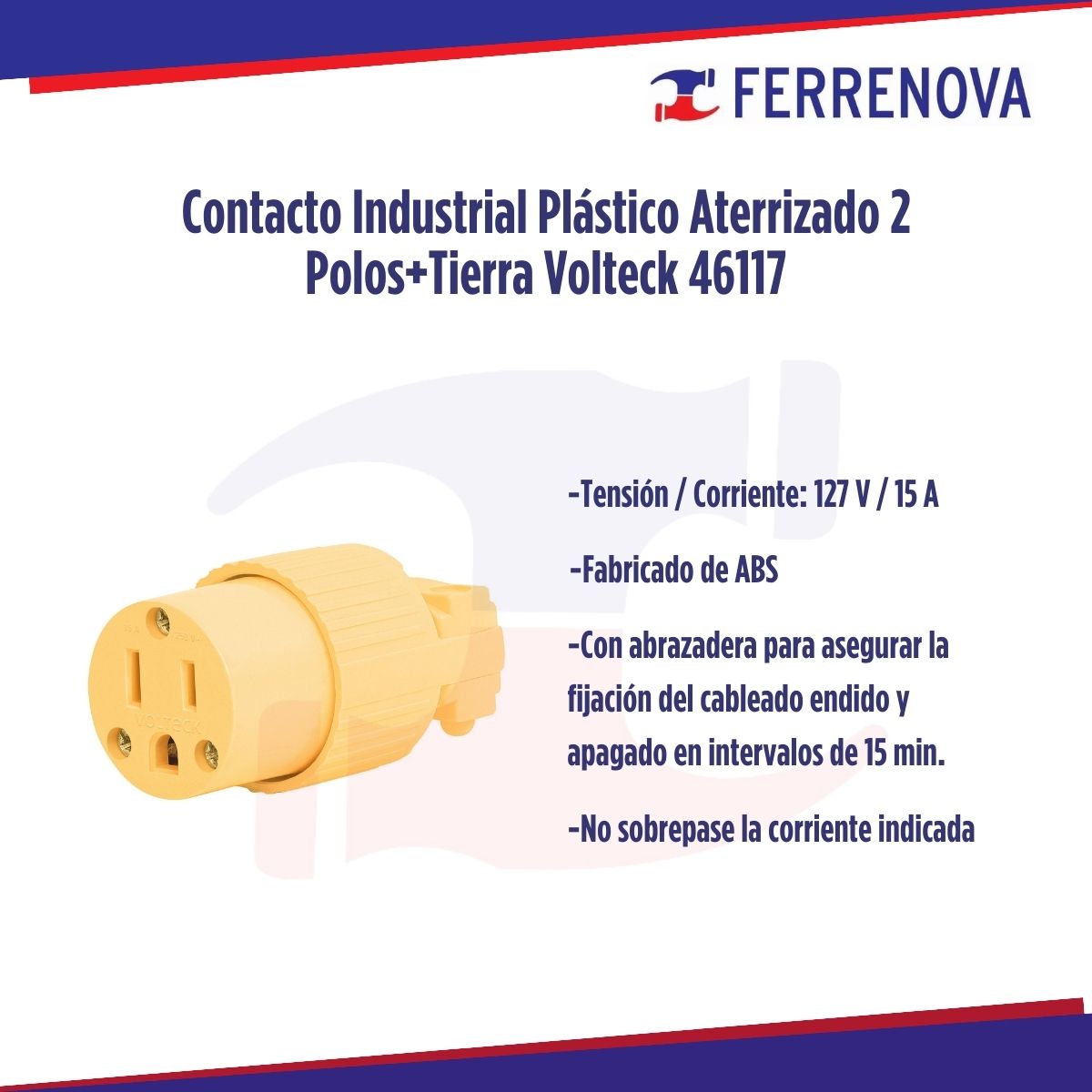 Contacto Industrial Plástico Aterrizado 2 Polos+Tierra Volteck 46117