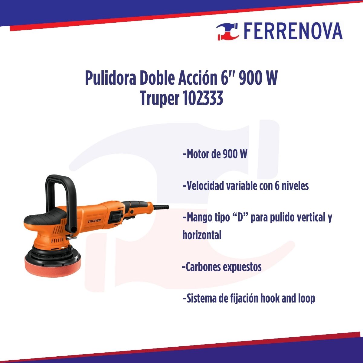 Pulidora Doble Acción 6" 900 W Truper 102333