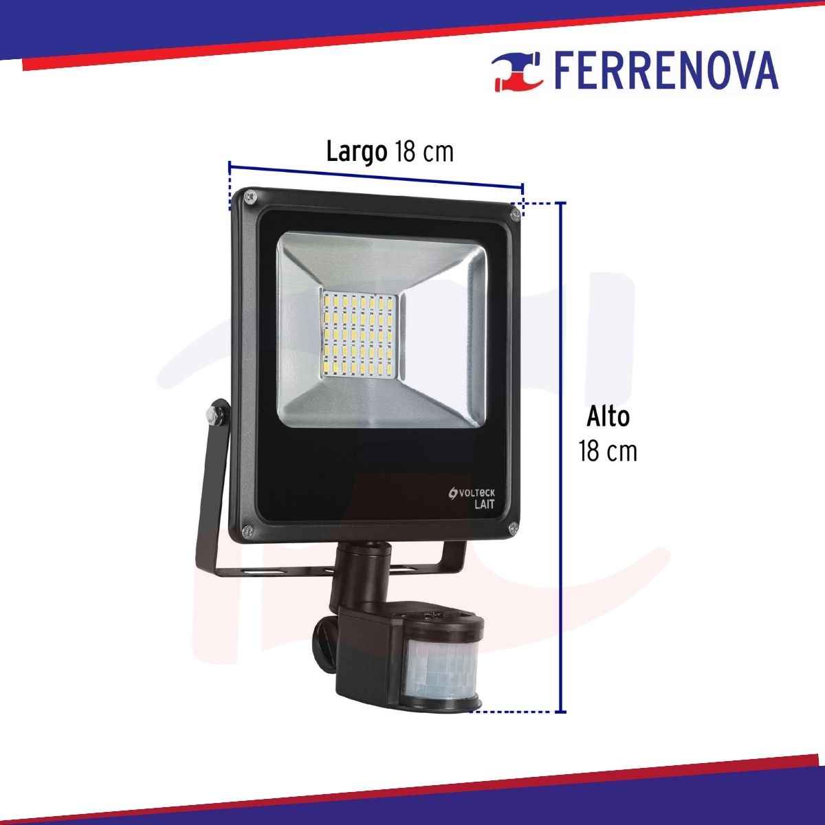 Reflector LED 20 W alta intensidad con sensor de movimiento Volteck 48229