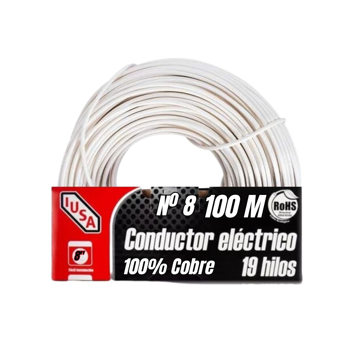 Cable Eléctrico De Cobre Thw Calibre 8 Rollo 100M Iusa