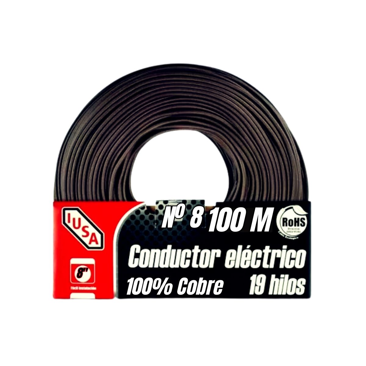 Cable Eléctrico De Cobre Thw Calibre 8 Rollo 100M Iusa