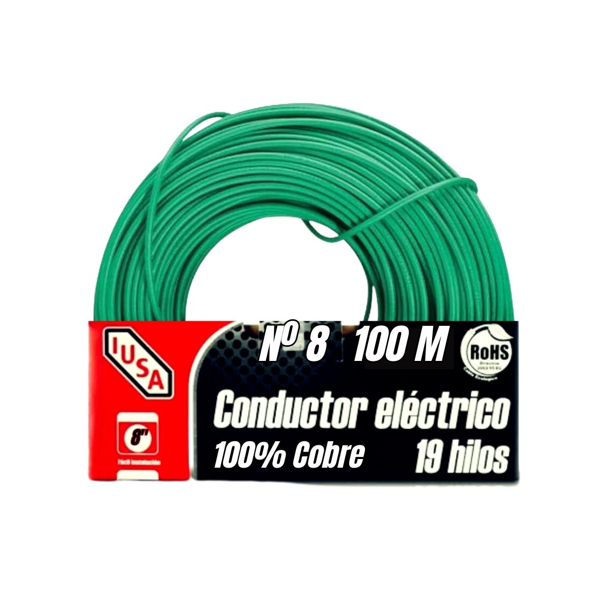 Cable Eléctrico De Cobre Thw Calibre 8 Rollo 100M Iusa
