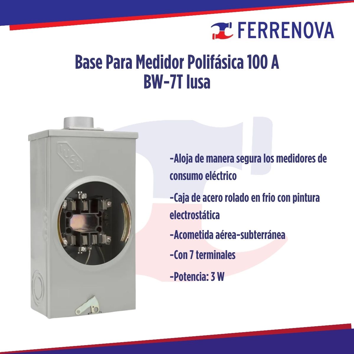 Base Para Medidor Polifásico 100 A Iusa BW-7T