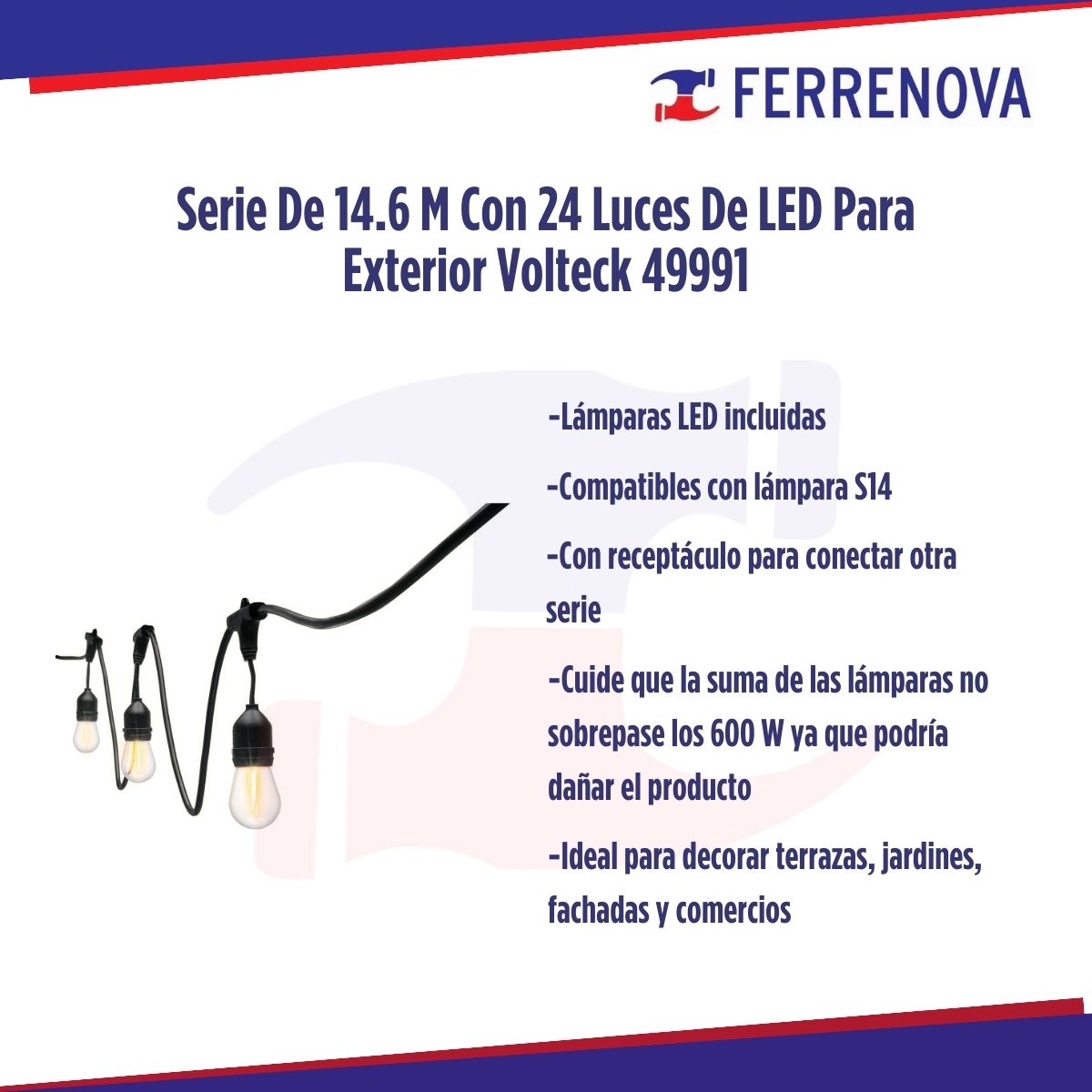 Serie De 14.6 M Con 24 Luces De LED Para Exterior Volteck 49991