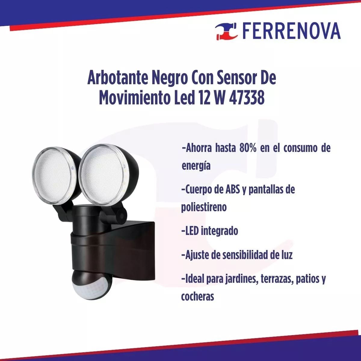 Arbotante LED 12 W Negro Con Sensor De Movimiento Volteck 47338