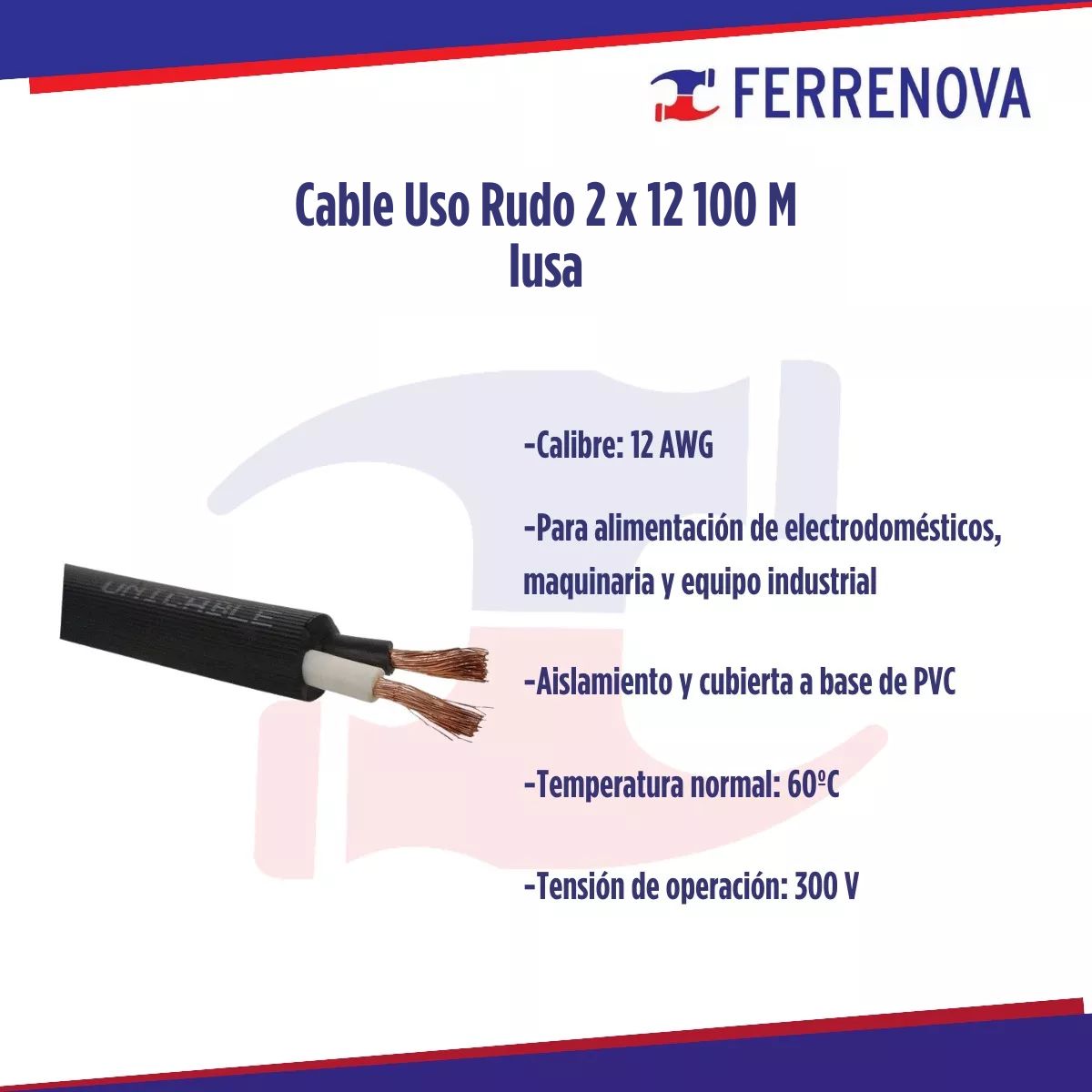 Cable Uso Rudo 2x12 100 M Iusa