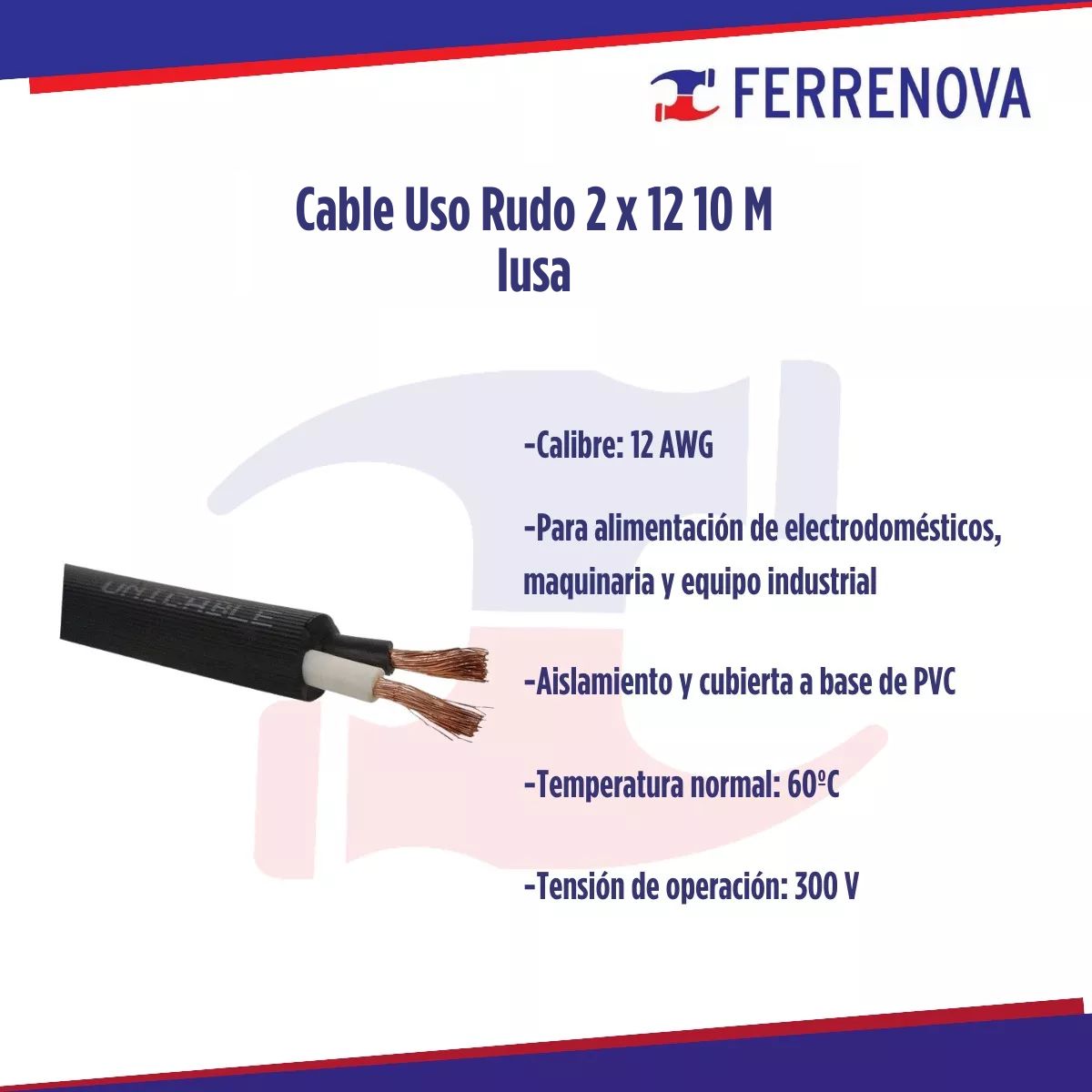 Cable Uso Rudo 2x12 10 M Iusa