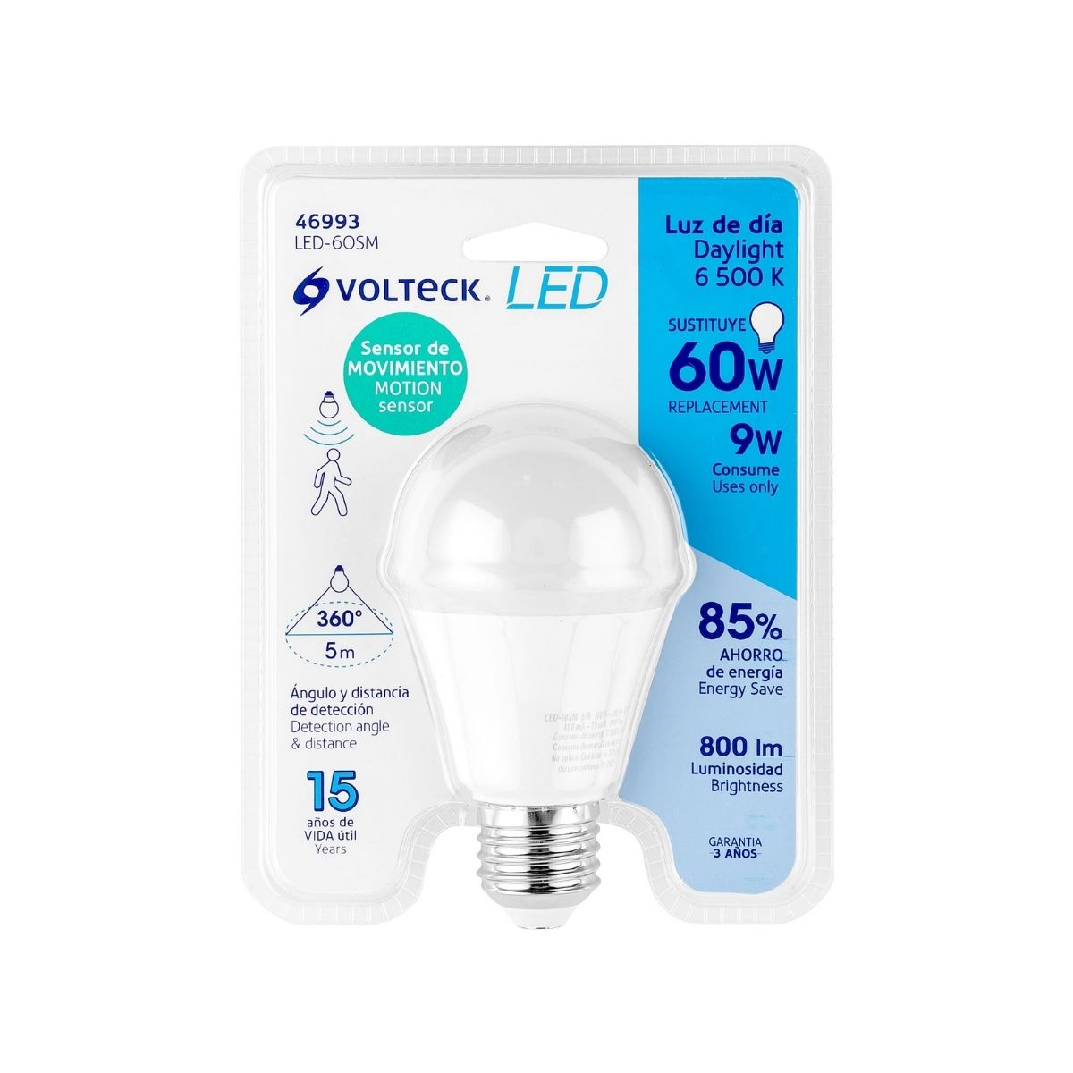 Lámpara LED 9 W Con Sensor De Movimiento Volteck 46993