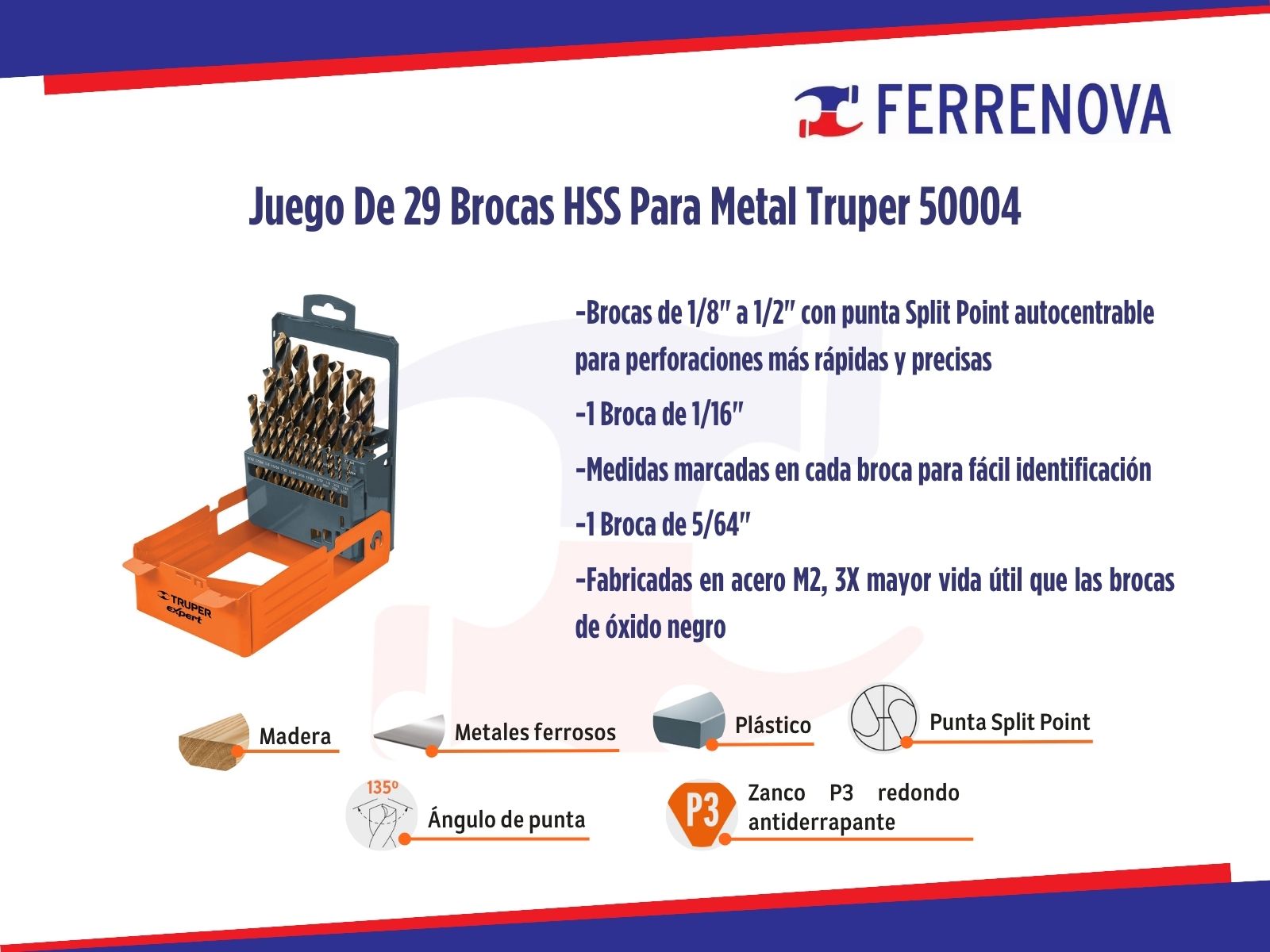 Juego De 29 Brocas HSS Para Metal Truper 50004
