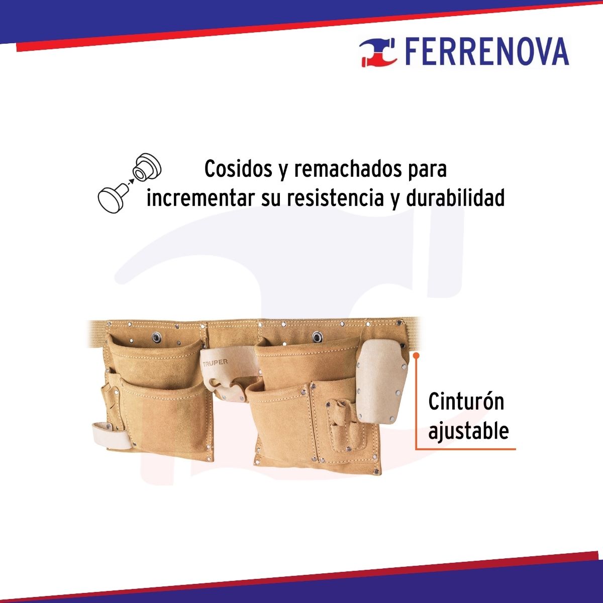 Porta Herramientas De Carnaza Con 13 Compartimentos Truper 11537
