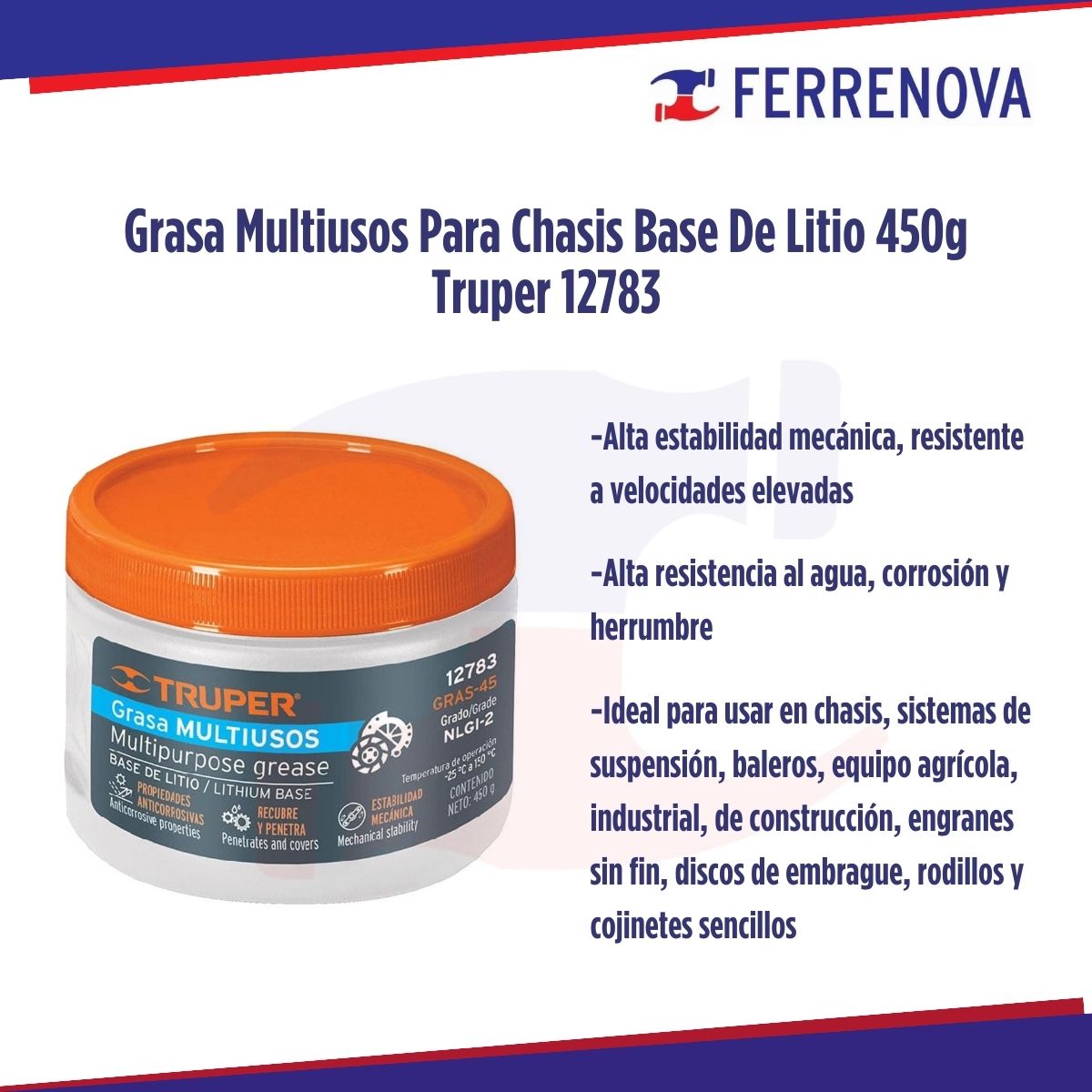 Grasa Multiusos Para Chasis Base De Litio 450g Truper 12783