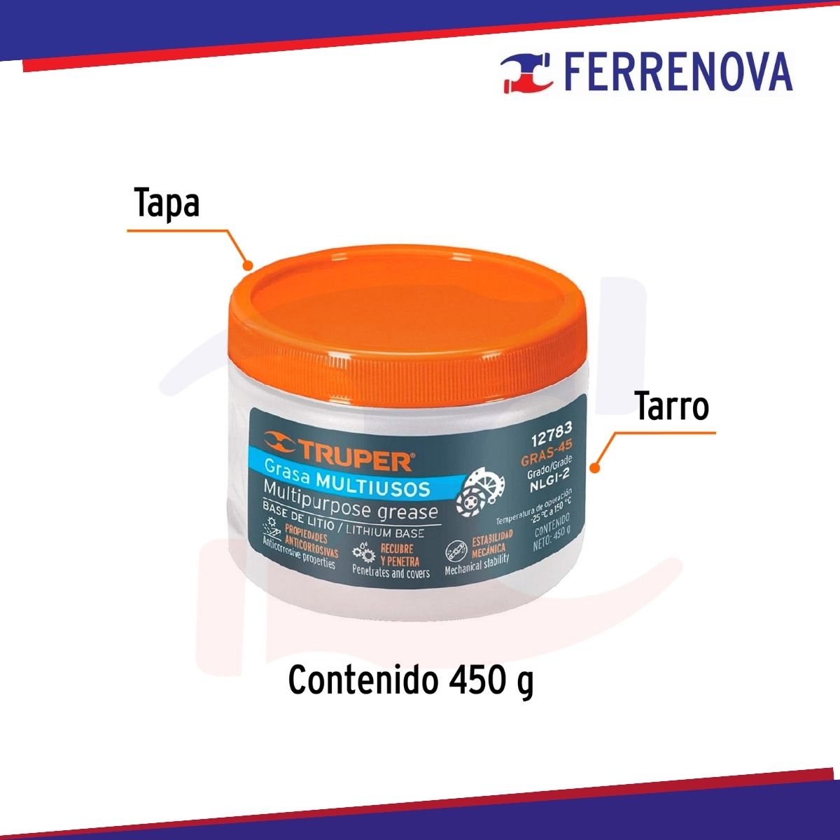 Grasa Multiusos Para Chasis Base De Litio 450g Truper 12783