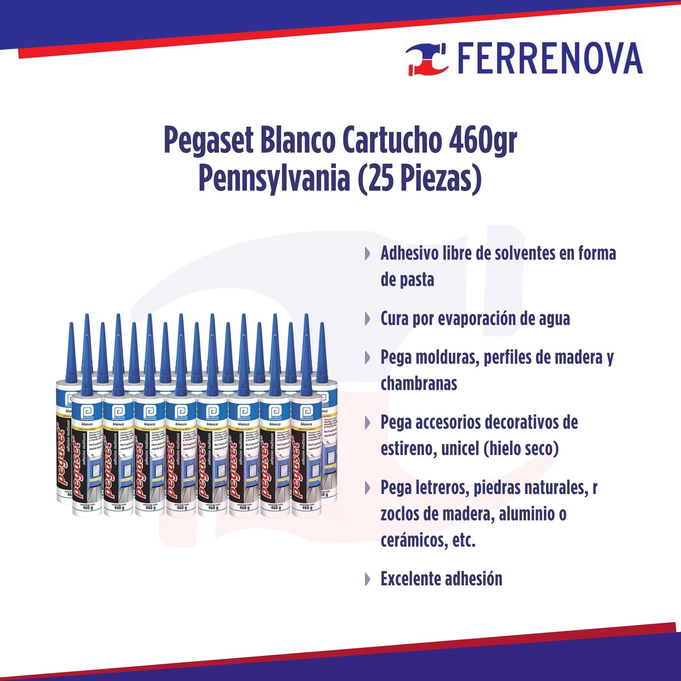 Pegaset Blanco Cartucho 460gr Pennsylvania (25 Piezas)