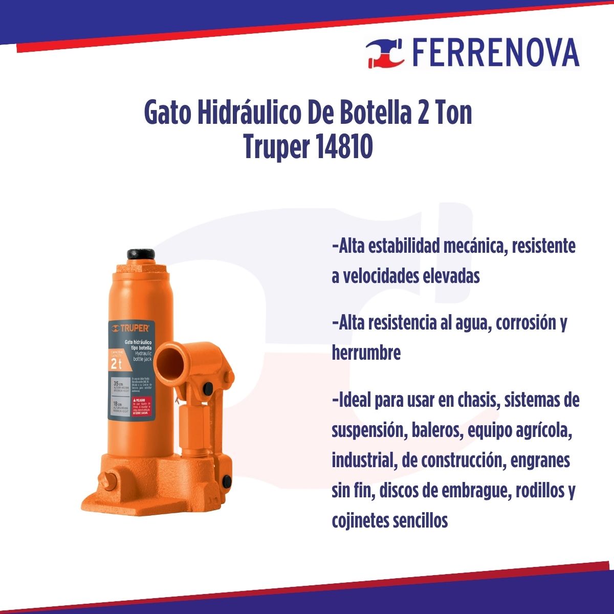 Gato Hidráulico De Botella 2 Ton Truper 14810