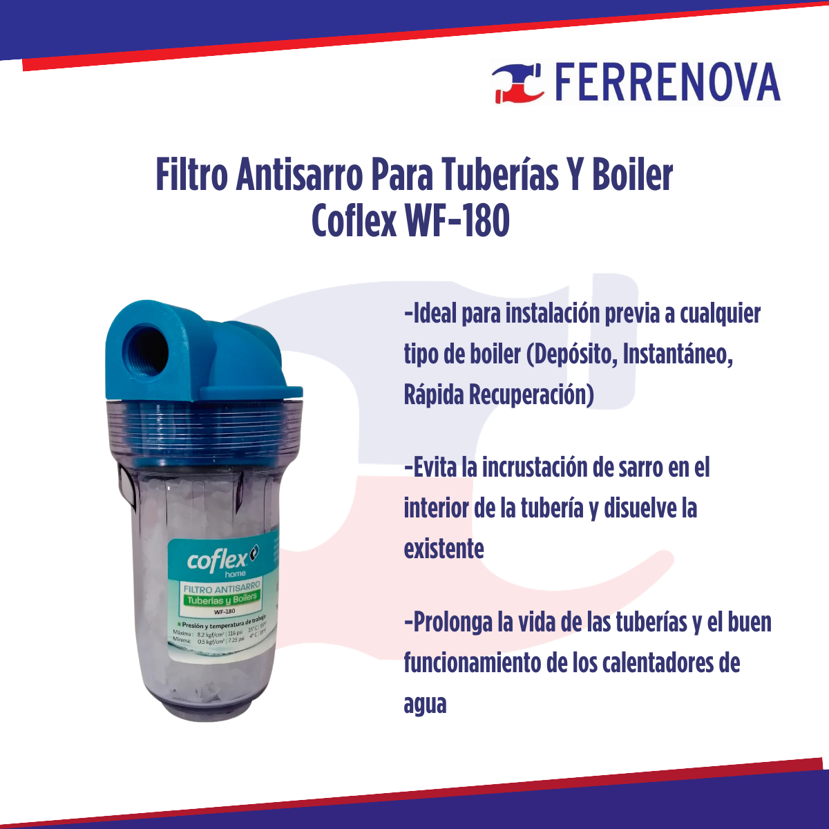 Filtro Antisarro Para Tuberías Y Boiler Coflex WF-180