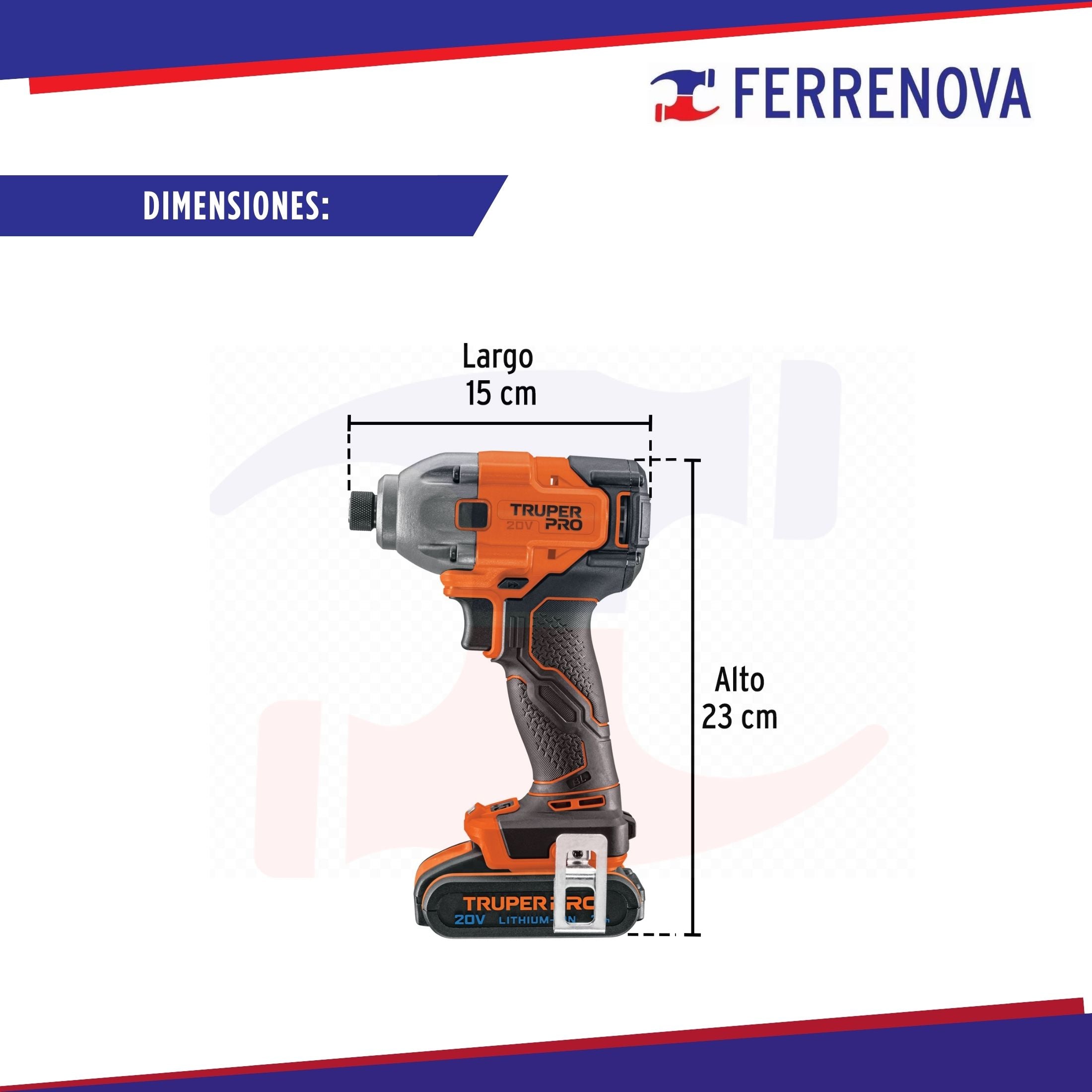 Destornillador De Impacto 1/4" 20V 1 Batería 2Ah Truper 103253