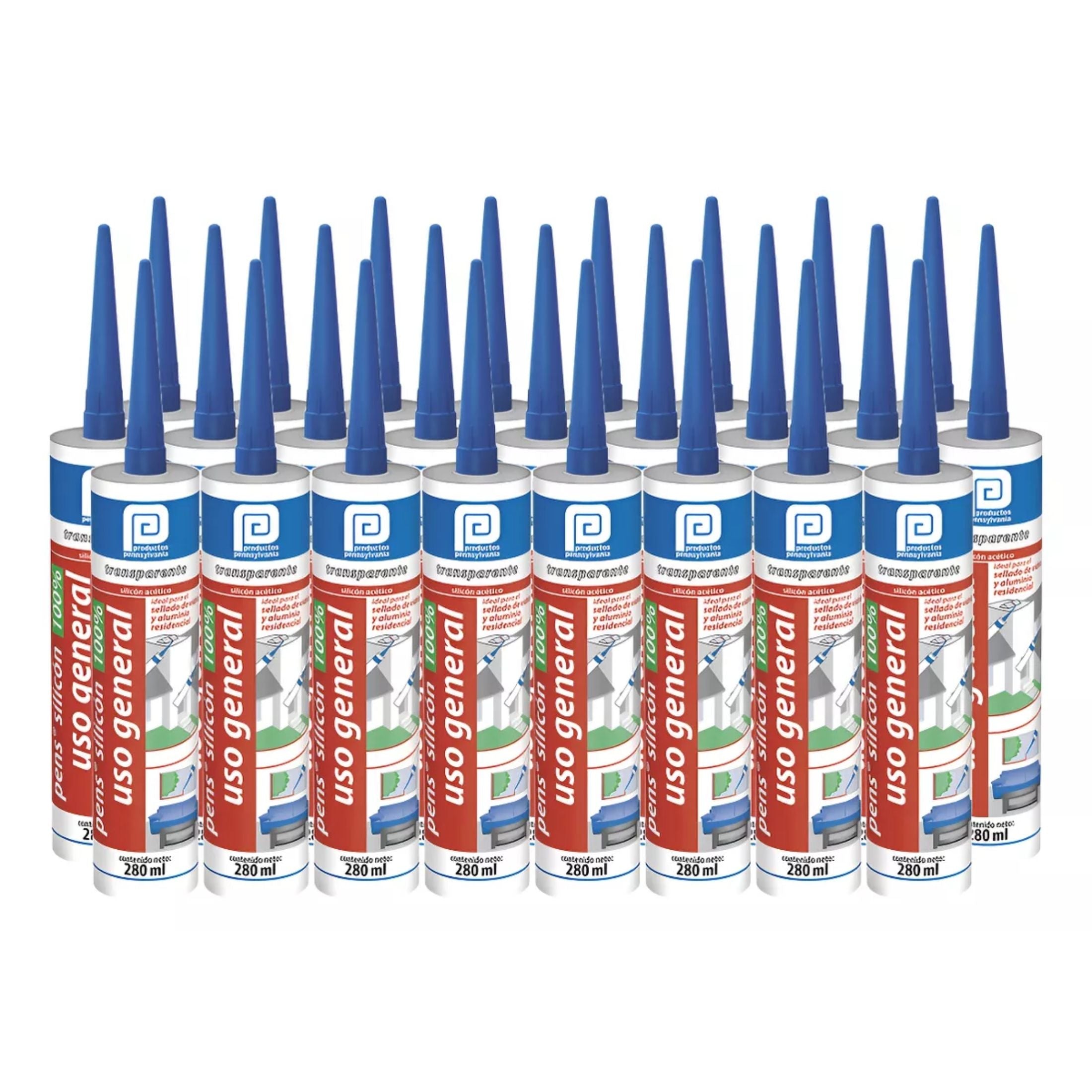 Silicón Uso General Transparente 280ml Pennsylvania (25 Piezas)