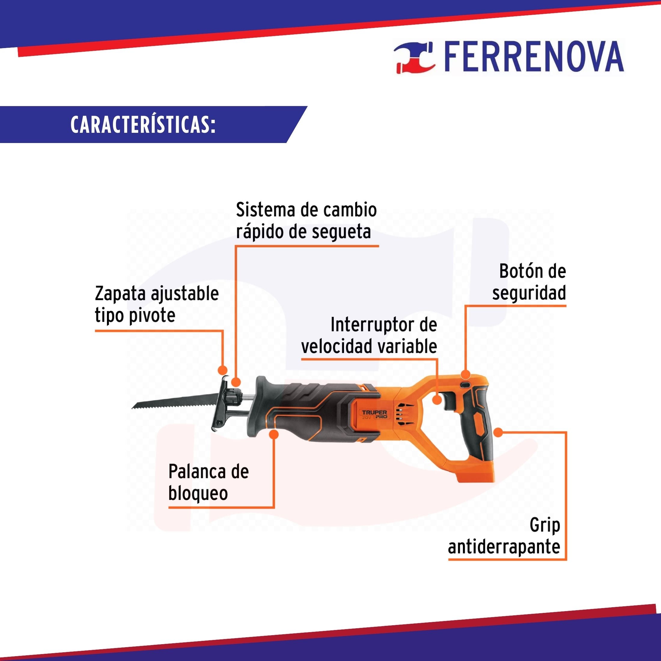 Sierra Sable 20V 1 Batería 2Ah PRO  Truper 103259