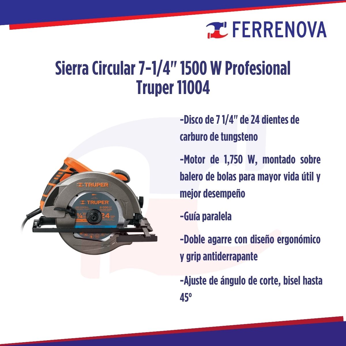 Sierra Circular 7 1/4" 1500 W Profesional Truper 11004