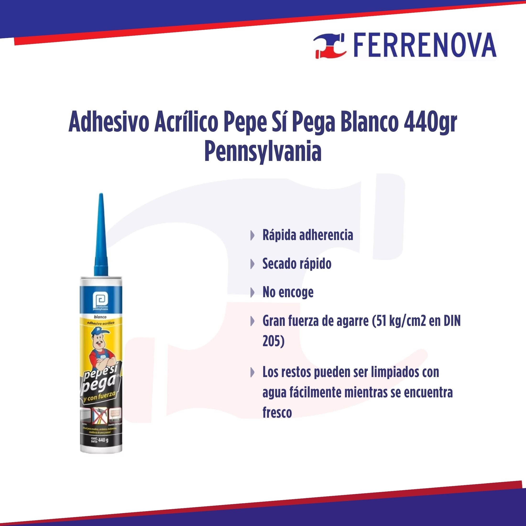 Adhesivo Acrílico Pepe Sí Pega Blanco 440gr Pennsylvania