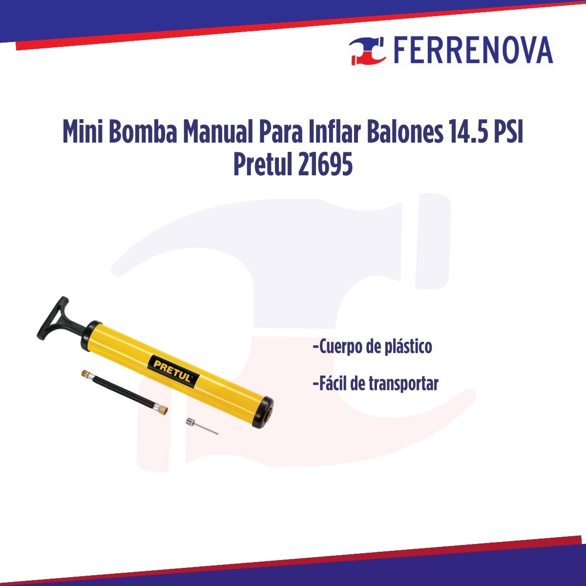Mini Bomba Manual Para Inflar Balones 14.5 PSI Pretul 21695