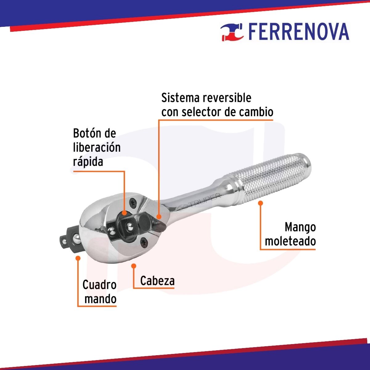 Matraca Triple Cuadro 1/4', 3/8' Y 1/2' 72 Truper 13649