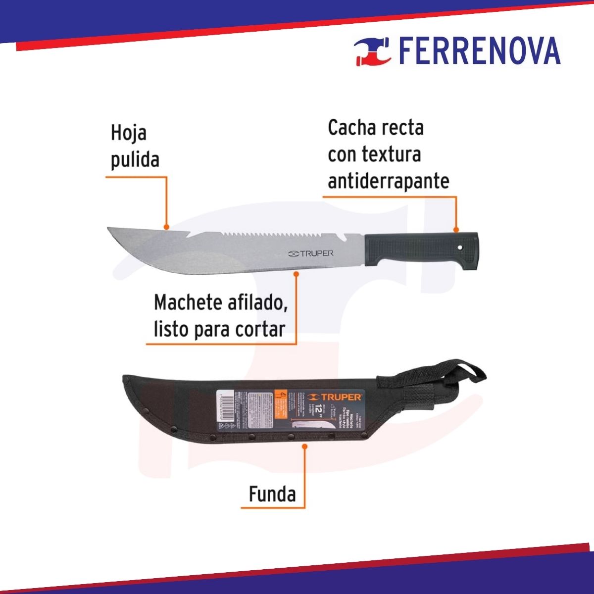 Machete Rambo 12" Con Funda Truper 15870
