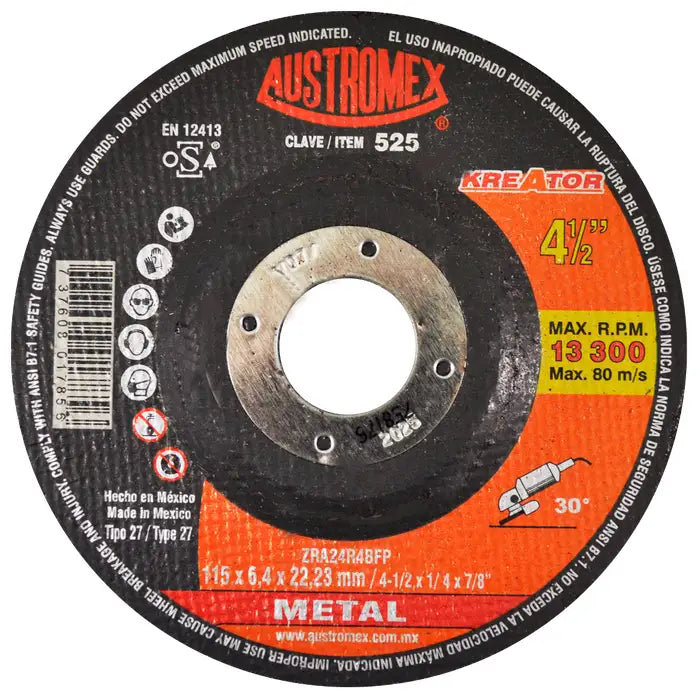 Disco Desbaste 4 1/2" 525 1/4X7/8 Austromex