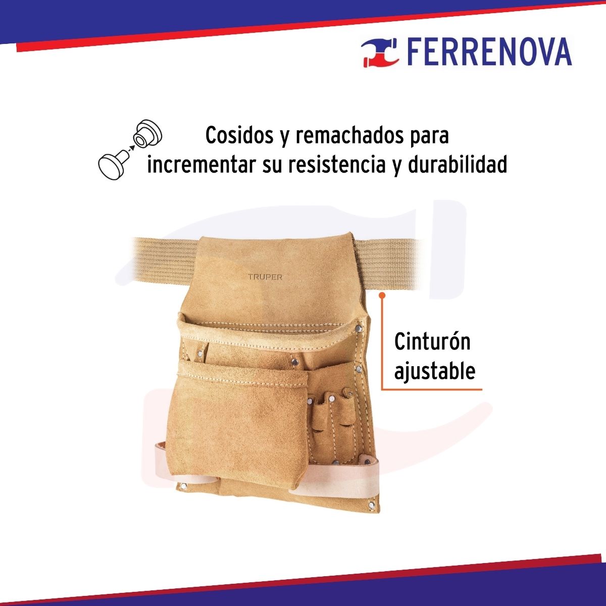 Porta Herramientas De Carnaza Con 10 Compartimentos Truper 11533