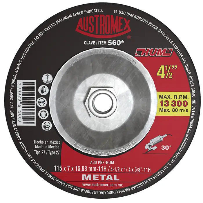 Disco Desbaste Metal 41/2X1/4 -560 Hum Austromex