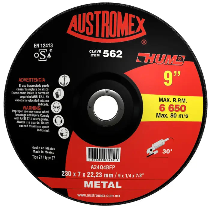 Disco Desb.Metal 9"X1/4 T42 562 Hum Austromex