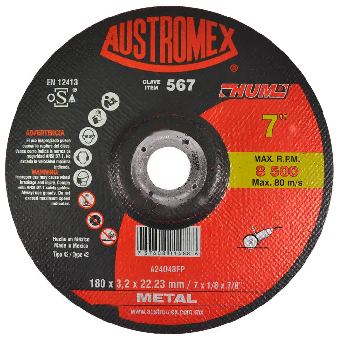 Disco C/Metal 7"X1/8 Hum 567 Austromex