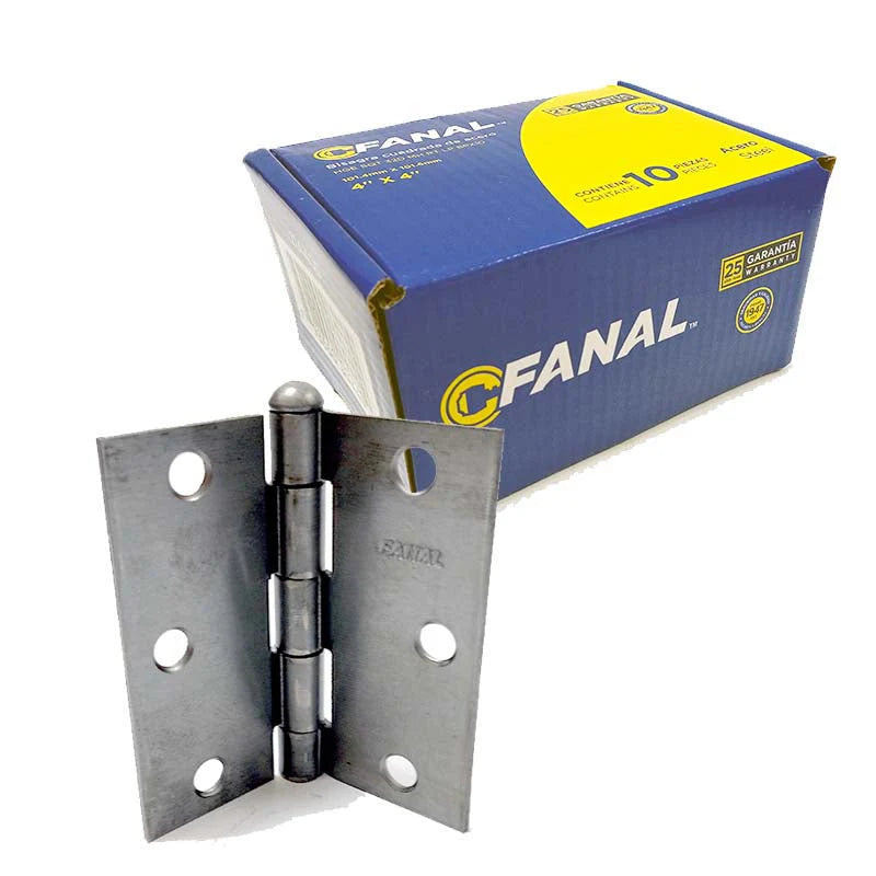 Bisagra Cuadrada Perno Suelto 4"x 4" Fanal 51A300 Caja de 10 Piezas