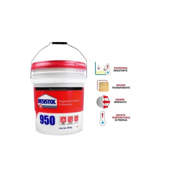 Adhesivo Para Madera Resistol 950 Amarillo Carpintero 18Kg